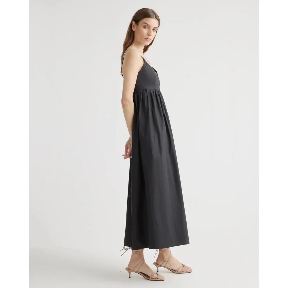 QUINCE Black 100% Organic Cotton Poplin Sleeveless Maxi Dress NWT Size XS - Picture 6 of 13